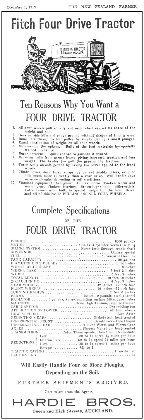 1919 Four Drive ad from New Zealand