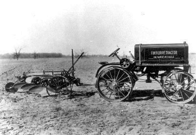 tractor & plow from centerfold in 1919 brochure